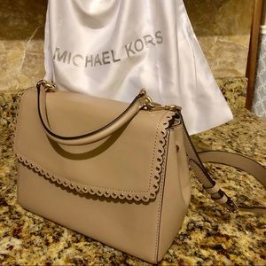 Micheal Kors AVA Truffle  MD Leather Satchel